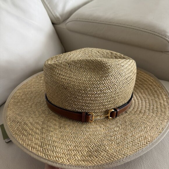 NWT GUCCI Hat Straw Fedora Sz S 100% Authentic main image 4